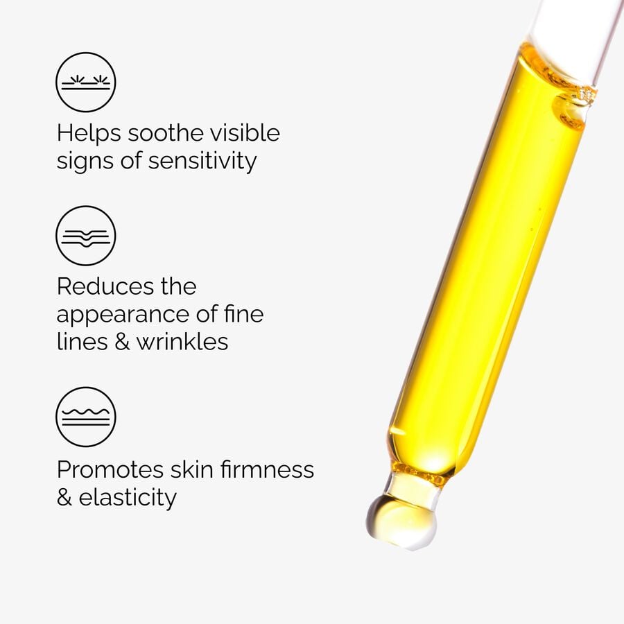 100% Fermented Rose Hip Seed Oil helps to soothe sensxitivity, reduce wrinkles, and promote skin firmness