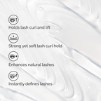 Key benefits of The Ordinary Lash Curl Finisher over a clear serum texture. It holds curl and lift, provides a strong yet soft hold, enhances natural lashes, and instantly provides definition.
