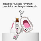 A mini Soothing & Barrier Support Serum with a reuseable keychain for on-the-go skin repair